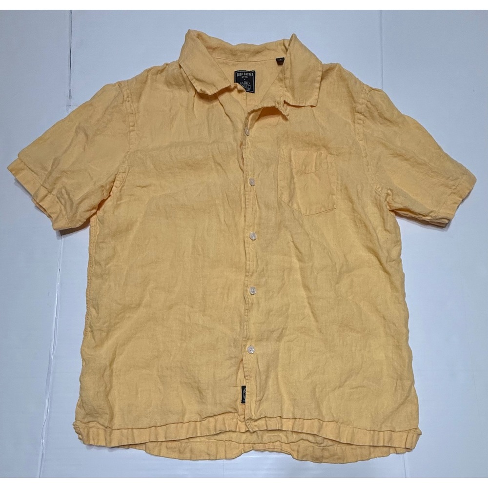 Todd Snyder Baird McNutt Irish Linen Shirt Mens Large Yellow Short Sleeve Button